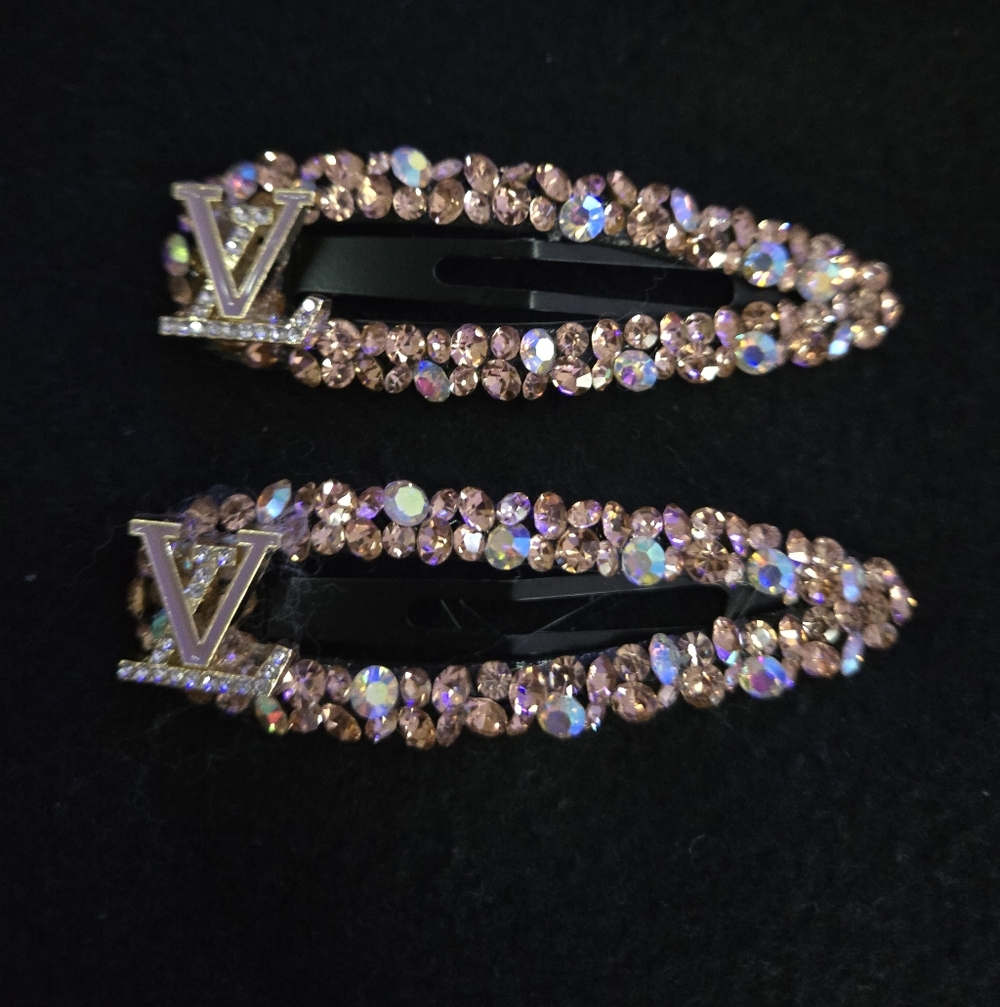 ✨️FASHION BLING HAIR CLIPS CHAMPAGNE PINK